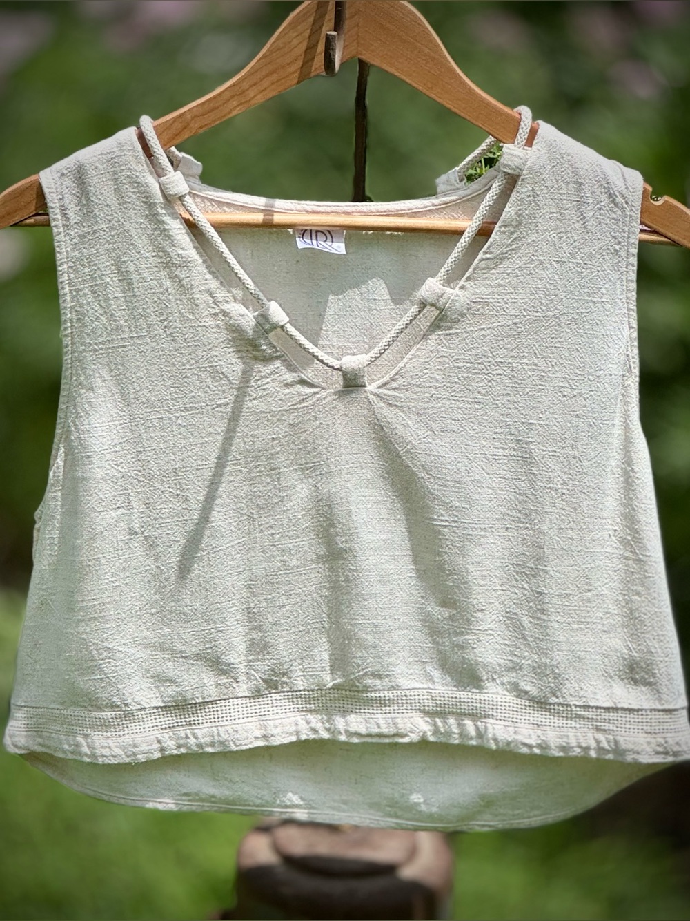 Linen Blend Open Back Crop Top | Minimalist Coastal Tank | Neutral Capsule Piece